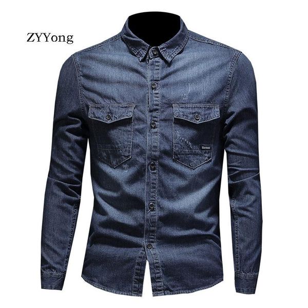 men's casual shirts zyyong long-sleeve denim shirt cotton blue double pocket comfort standard edition, White;black
men's casual shirts zyyong long-sleeve denim shirt cotton blue double pocket comfort standard edition, White;black