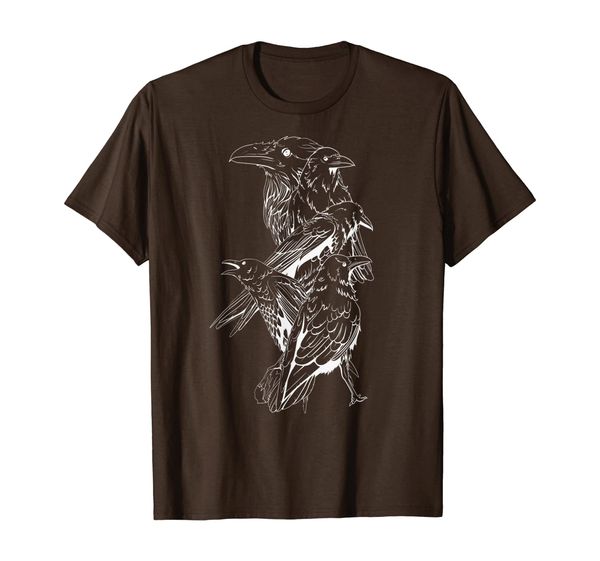four ravens crows nature birds t-shirt, White;black