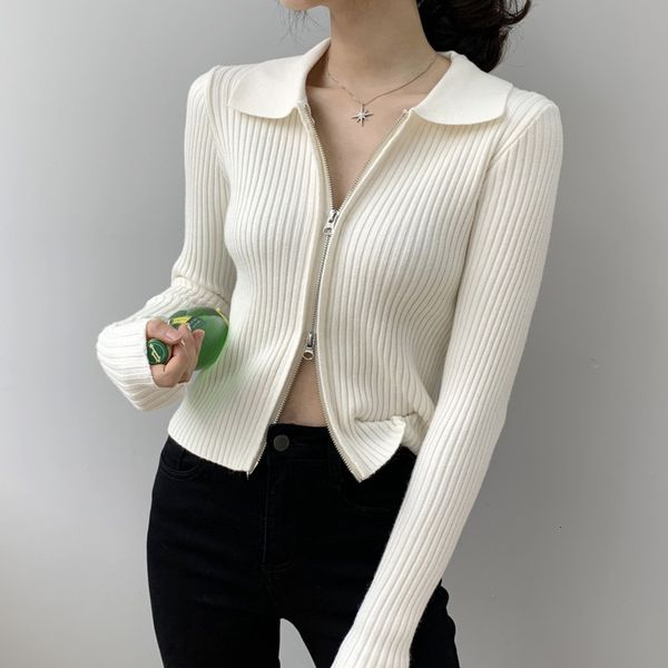 women's sweaters slim double zipper short knitted cardigans women thick long sleeve crop cardigan sweater knitwear fall p, White;black
women's sweaters slim double zipper short knitted cardigans women thick long sleeve crop cardigan sweater knitwear fall p, White;black