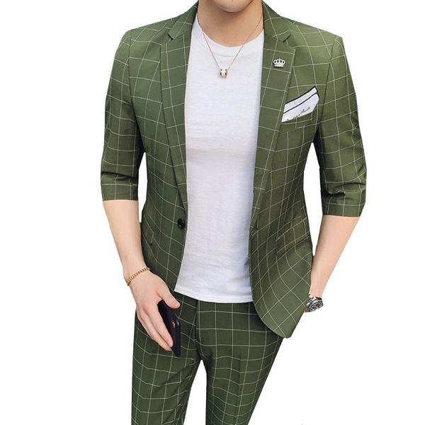 summer plaid casual suit set male half sleeve two piece slim fit business wedding blazer coat jacket pants trousers men's suits & blaze, White;black
summer plaid casual suit set male half sleeve two piece slim fit business wedding blazer coat jacket pants trousers men's suits & blaze, White;black