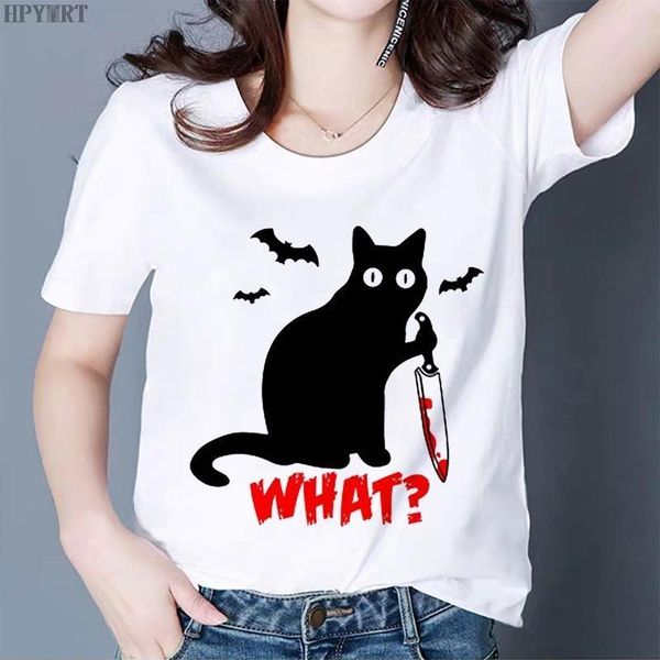 black cat what printed men t shirt murderous knife funny summer harajuku short sleeve large size female, White;black
black cat what printed men t shirt murderous knife funny summer harajuku short sleeve large size female, White;black