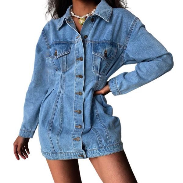women's jackets ladies autumn autumn, girls leisure style solid color long sleeve lapel single-breasted waist ruched slim denim dress, Black;brown
women's jackets ladies autumn autumn, girls leisure style solid color long sleeve lapel single-breasted waist ruched slim denim dress, Black;brown
