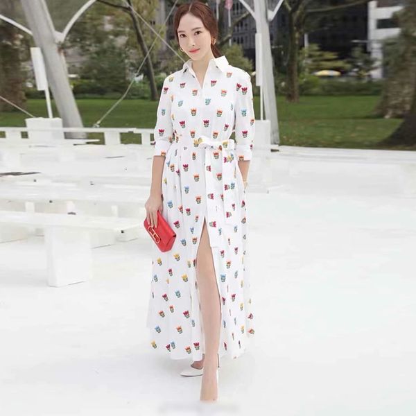 spring fashion runway summer feminine manga short belt embroidered flower print party shirt dress, Black;gray
spring fashion runway summer feminine manga short belt embroidered flower print party shirt dress, Black;gray