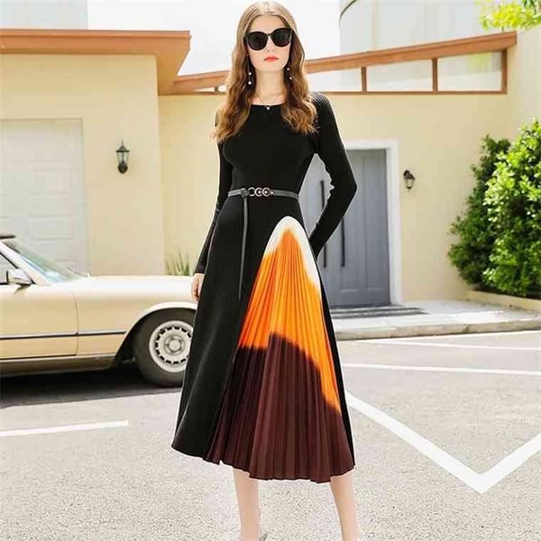 autumn winter women gradient color stitching knitted warm sweater female long sleeve ol midi pleated dress, Black;gray
autumn winter women gradient color stitching knitted warm sweater female long sleeve ol midi pleated dress, Black;gray