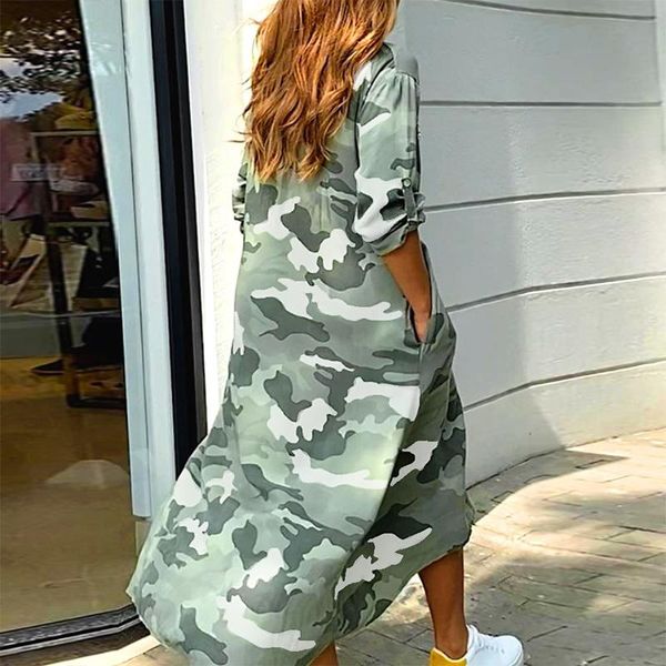 casual dresses camouflage print shirt maxi dress elegant turn-down collar long sleeve party women sequin pocket loose, Black;gray
casual dresses camouflage print shirt maxi dress elegant turn-down collar long sleeve party women sequin pocket loose, Black;gray