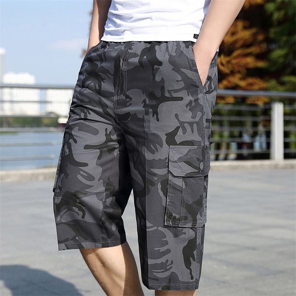 men shortssummer multi bag fat men's camouflage work clothes large loose capris, White;black