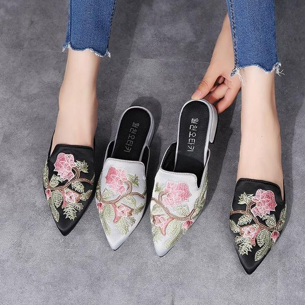 slippers summer women's pointed embroidered baotou fashion chinese style outer-wear flower design breathable low heel bh6n, Black
slippers summer women's pointed embroidered baotou fashion chinese style outer-wear flower design breathable low heel bh6n, Black