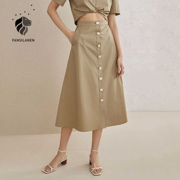 fansilanen elegant high waist long a-line skirt women office lady casual button wrap spring summer cotton vintage 210607, Black
fansilanen elegant high waist long a-line skirt women office lady casual button wrap spring summer cotton vintage 210607, Black