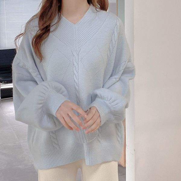 women's knits & tees soft v neck lantern sleeve loose women sweaters solid color warm female pullovers autumn winter knitwear ejbg, White
women's knits & tees soft v neck lantern sleeve loose women sweaters solid color warm female pullovers autumn winter knitwear ejbg, White