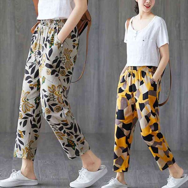 casual cotton linen elastic waist womens pant vintage printed loose ankle length trousers spring summer harem, Black;white
casual cotton linen elastic waist womens pant vintage printed loose ankle length trousers spring summer harem, Black;white