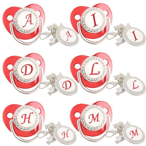 pacifiers# bling metal red silver baby pacifier with clip bpa silicone dummy nipple born infant soother 26 name initials
pacifiers# bling metal red silver baby pacifier with clip bpa silicone dummy nipple born infant soother 26 name initials