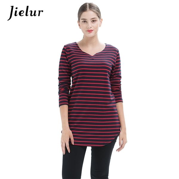 spring plus size black red long-sleeved women's t-shirts striped v-neck simple girl t-shirt fashion loose s-4xl 210426, White
spring plus size black red long-sleeved women's t-shirts striped v-neck simple girl t-shirt fashion loose s-4xl 210426, White