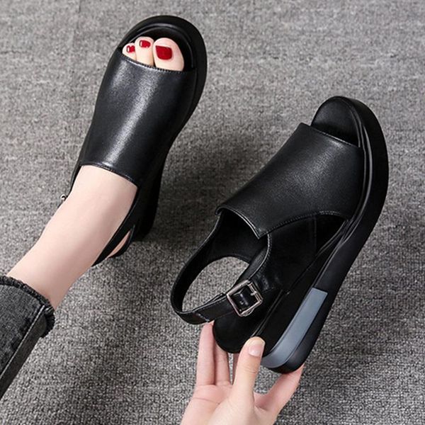 dress shoes women wedges sandals soild color buckle open toe for ladies casual soft beach summer thick bottom, Black
dress shoes women wedges sandals soild color buckle open toe for ladies casual soft beach summer thick bottom, Black