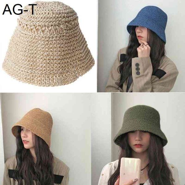 women summer weave crochet straw bucket hat solid color sunscreen breathable dome elegant foldable beach fisherman cap, Blue;gray
women summer weave crochet straw bucket hat solid color sunscreen breathable dome elegant foldable beach fisherman cap, Blue;gray