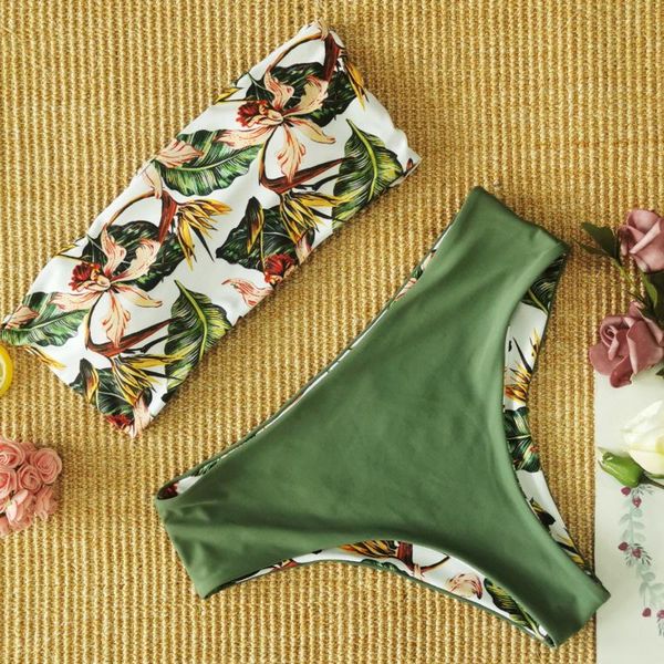 women's swimwear swimsuit 2021 floral print strapless high waist bikini set beach bathing suit thong beachwear 2 piece, White;black
women's swimwear swimsuit 2021 floral print strapless high waist bikini set beach bathing suit thong beachwear 2 piece, White;black