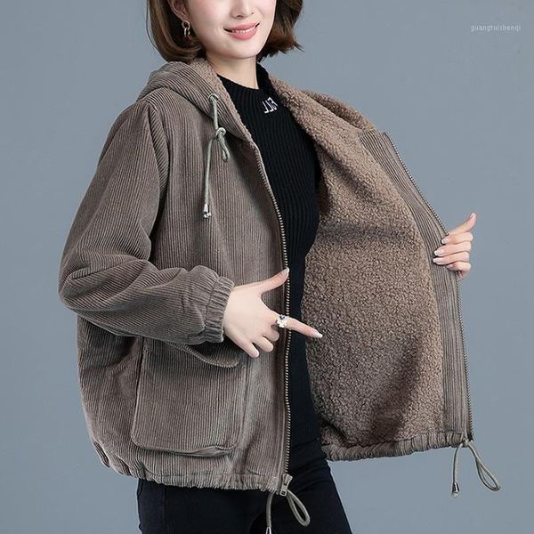 women's down & parkas corduroy winter jacket women short style 2021 korean loose zipper pocket quilted coats ladies plus velvet, Black
women's down & parkas corduroy winter jacket women short style 2021 korean loose zipper pocket quilted coats ladies plus velvet, Black