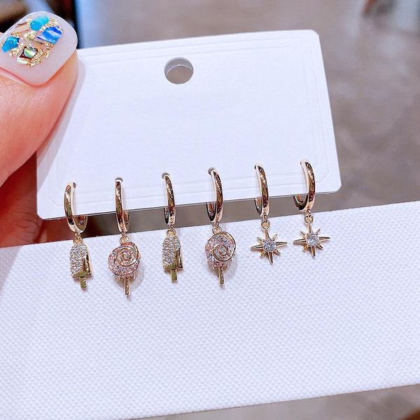 hoop & huggie trend design small lolipop star pendant earrings set gold color cubic zircon huggies women jewelry, Golden;silver
hoop & huggie trend design small lolipop star pendant earrings set gold color cubic zircon huggies women jewelry, Golden;silver
