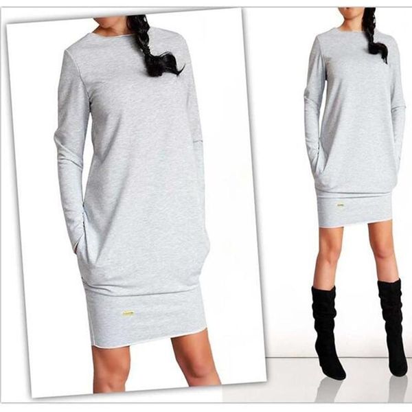 casual dresses autumn winter fashion women long sleeve o-neck pocket dress vestidos plus size mini sheath work office, Black;gray
casual dresses autumn winter fashion women long sleeve o-neck pocket dress vestidos plus size mini sheath work office, Black;gray
