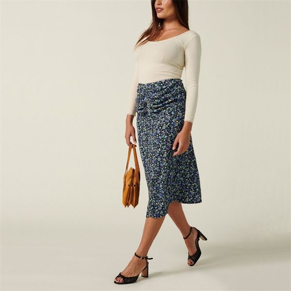 summer women's skirt holiday straight casual flower print 210430, Black