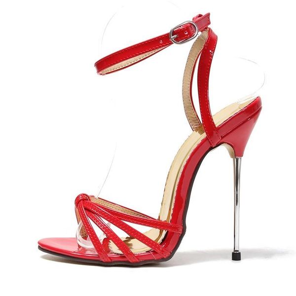 women summer runway metal thin high heels sandals pointed toe wedding party shoes 13cm office lady patent leather, Black
women summer runway metal thin high heels sandals pointed toe wedding party shoes 13cm office lady patent leather, Black