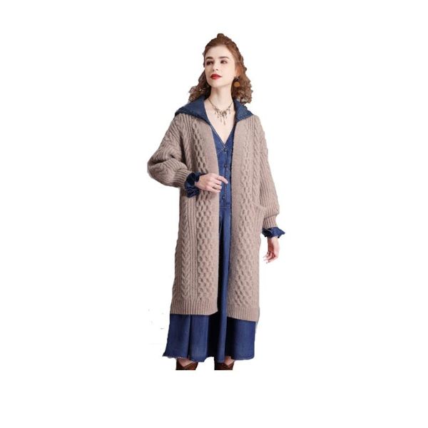 women's trench coats winter long twist flower spilicing hooded knitting cardigan coat sleeves pockets loose clothing apricot fs1055, Tan;black
women's trench coats winter long twist flower spilicing hooded knitting cardigan coat sleeves pockets loose clothing apricot fs1055, Tan;black