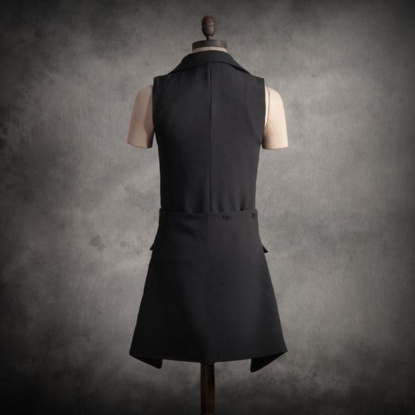 men's vests 2021 men clothing male long design turn-down collar suit vest slim medium-long disassembly personalized singer costumes, Black;white
men's vests 2021 men clothing male long design turn-down collar suit vest slim medium-long disassembly personalized singer costumes, Black;white