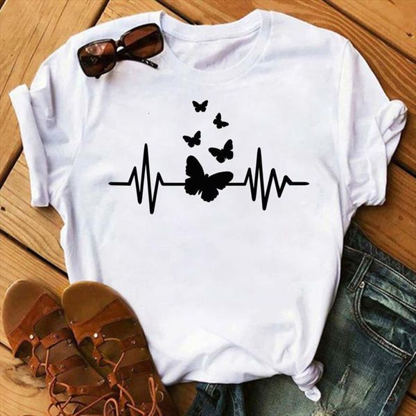 Butterfly Heartbeat And Women Fashion Mens T Shirts Cartoon Print White Harajuku Short Sleeves Tops Tee Femme Summer Top, White;black
Butterfly Heartbeat And Women Fashion Mens T Shirts Cartoon Print White Harajuku Short Sleeves Tops Tee Femme Summer Top, White;black