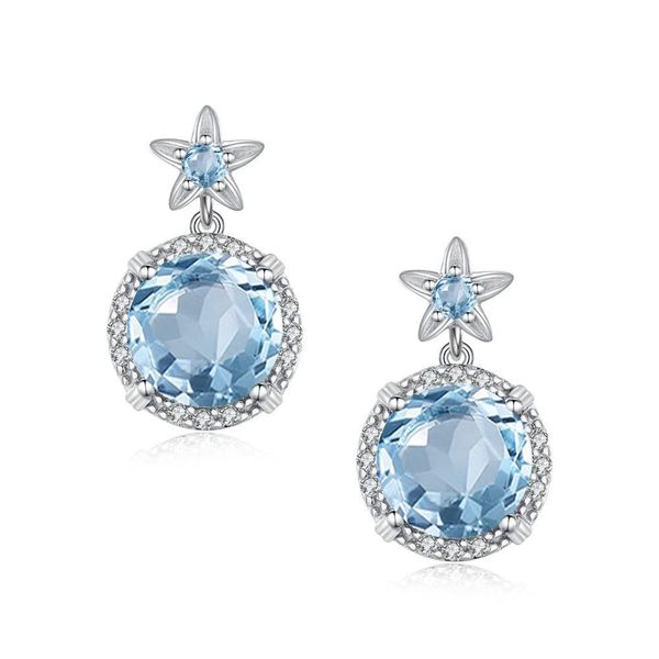 solid 925 sterling women's earrings round cut  fashion aquamarine star shape silver flower jewelry 2020, Golden;silver
solid 925 sterling women's earrings round cut  fashion aquamarine star shape silver flower jewelry 2020, Golden;silver