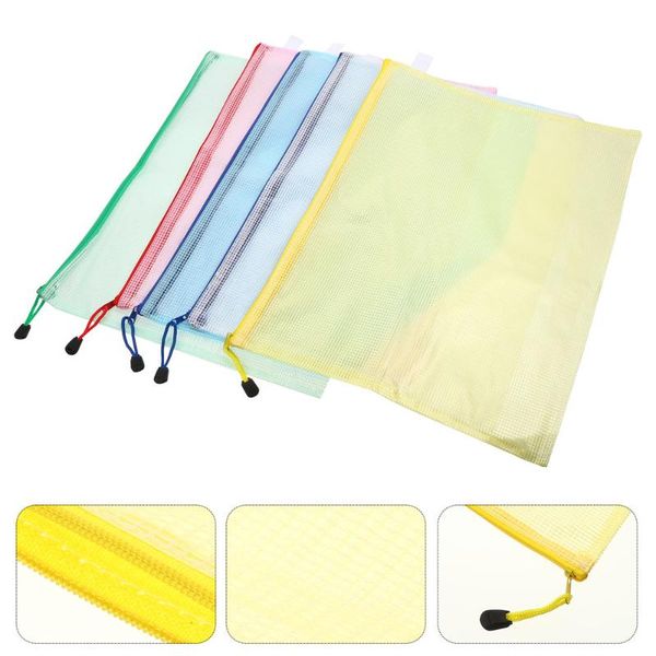 10pcs mesh zipper pouch document bags file a3 folders pencil