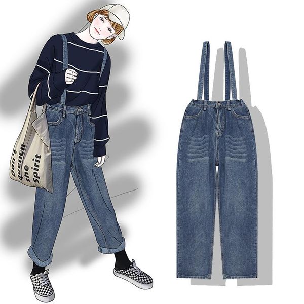 women's jumpsuits & rompers 2021 summer retro denim overalls high waist long jeans women, Black;white 
women's jumpsuits & rompers 2021 summer retro denim overalls high waist long jeans women, Black;white