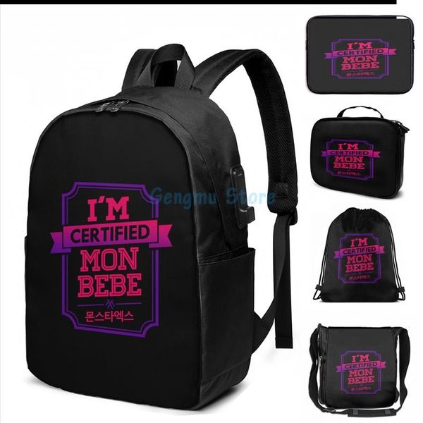 funny graphic print im certified monsta x monbebe usb charge backpack men school bags women bag travel laptop 
funny graphic print im certified monsta x monbebe usb charge backpack men school bags women bag travel laptop