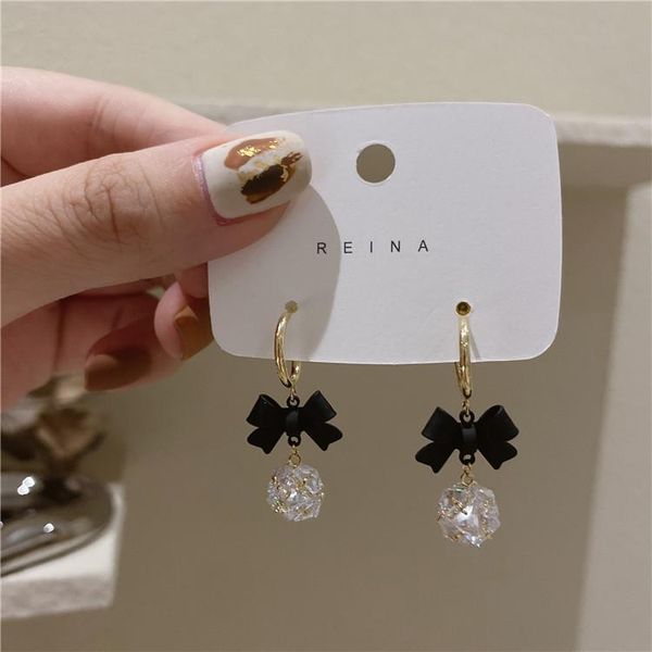 dangle & chandelier korea fashion jewelry copper inlaid zircon ball pendant black paint bow earrings elegant women's party accessories, Silver
dangle & chandelier korea fashion jewelry copper inlaid zircon ball pendant black paint bow earrings elegant women's party accessories, Silver