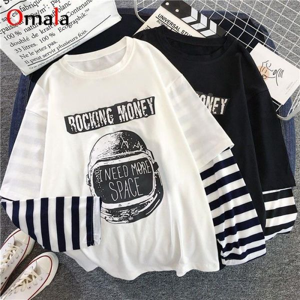 harajuku autumn long sleeve womens t shirt casual letter printed patchwork stripe oversize black streetwear, White
harajuku autumn long sleeve womens t shirt casual letter printed patchwork stripe oversize black streetwear, White