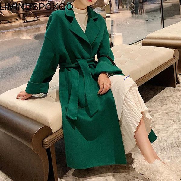 women's wool & blends double-faced woolen coat winter womens office lady elegant cashmere warm long jacket with belt, Black
women's wool & blends double-faced woolen coat winter womens office lady elegant cashmere warm long jacket with belt, Black