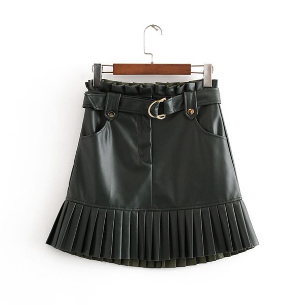 stylish chic green leather skirts with belt women fashion casual pu leather skirt elegant ladies pleated mini skirts 210520, Black
stylish chic green leather skirts with belt women fashion casual pu leather skirt elegant ladies pleated mini skirts 210520, Black