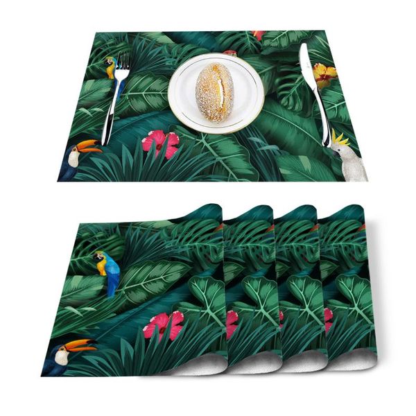 table runner 4/6pcs parrot tropical plant green leaf kitchen placemat set dining mats cotton linen pad bowl cup mat home decor
table runner 4/6pcs parrot tropical plant green leaf kitchen placemat set dining mats cotton linen pad bowl cup mat home decor