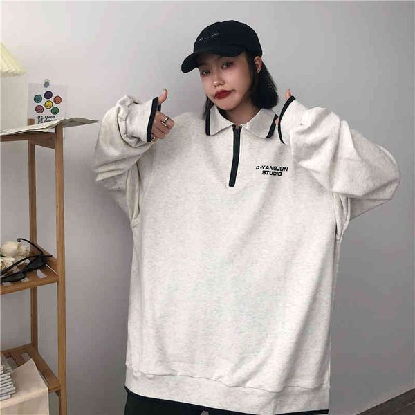 real slong sleeve thin polo thread collar zipper bathroom oversize hoodies women loose casual fashion plain pullover, Black
real slong sleeve thin polo thread collar zipper bathroom oversize hoodies women loose casual fashion plain pullover, Black