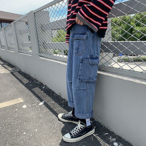 korean cotton wide-leg jeans mens fashion retro casual pocket jeans men streetwear loose hip-hop straight denim trousers mens, Blue
korean cotton wide-leg jeans mens fashion retro casual pocket jeans men streetwear loose hip-hop straight denim trousers mens, Blue