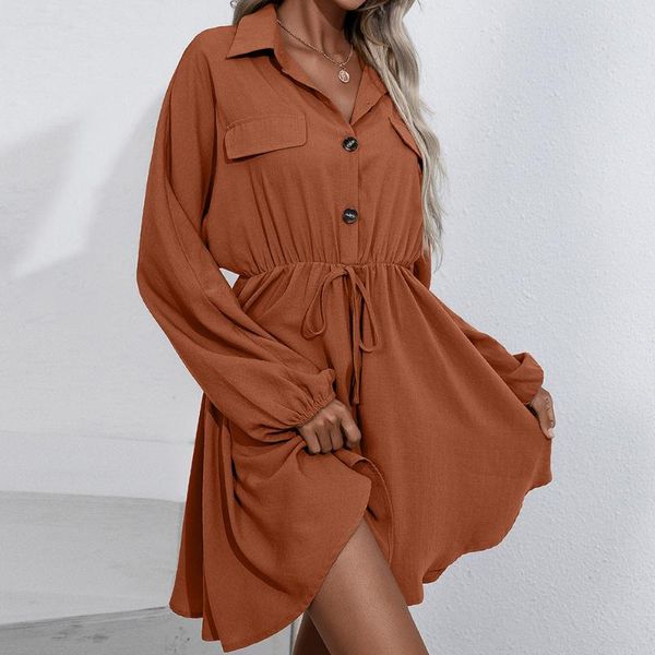 casual dresses autumn lace-up waist slimming long-sleeved shirt dress female pure color pullover a-line for women 2021 robe, Black;gray
casual dresses autumn lace-up waist slimming long-sleeved shirt dress female pure color pullover a-line for women 2021 robe, Black;gray