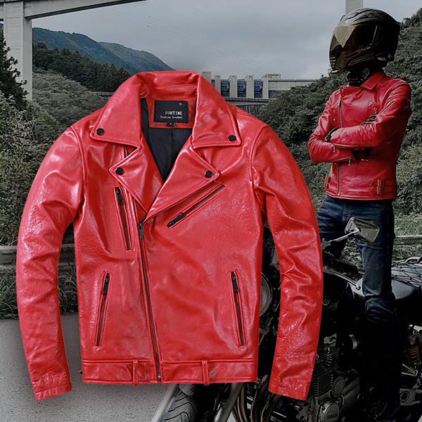 men's leather & faux tanned sheepskin genuine jacket soft red motorcycle slim fit clothing oblique zipper fashion male coat spring, Black
men's leather & faux tanned sheepskin genuine jacket soft red motorcycle slim fit clothing oblique zipper fashion male coat spring, Black
