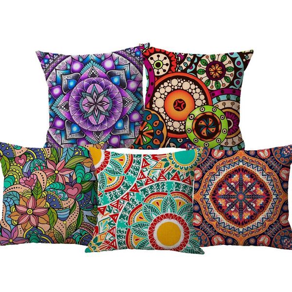 cushion/decorative pillow village textiles stripes throw cover retro geometric circles flower cushion case 45x45cm sofa decoration