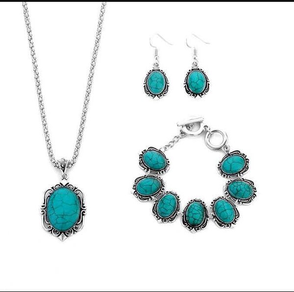 women's flower tibetan silver turquoise bracelet earrings necklace set dmtqs036 fashion gift national style women diy jewelry sets, Black
women's flower tibetan silver turquoise bracelet earrings necklace set dmtqs036 fashion gift national style women diy jewelry sets, Black
