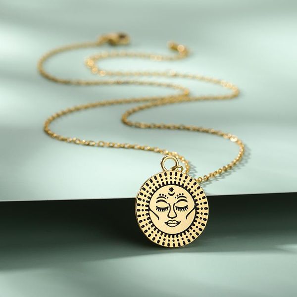 chains sun face necklace for women choker jewelry vintage gold sliver color stainless steel necklaces aesthetic bijoux femme, Silver
chains sun face necklace for women choker jewelry vintage gold sliver color stainless steel necklaces aesthetic bijoux femme, Silver