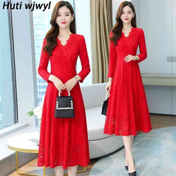 plus size vintage long sleeve dress autumn winter red club lace women elegant bodycon solid party maxi vestidos 210528, Black;gray
plus size vintage long sleeve dress autumn winter red club lace women elegant bodycon solid party maxi vestidos 210528, Black;gray