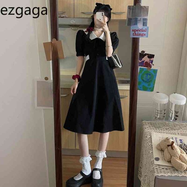 ezgaga vintage elegant dress women short sleeve lapel ribbon bow preppy style summer new high waist sweet vestidos feminino 210430, Black;gray
ezgaga vintage elegant dress women short sleeve lapel ribbon bow preppy style summer new high waist sweet vestidos feminino 210430, Black;gray