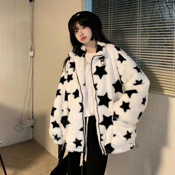 women's fur & faux kawaii girl winter warm teddy jacket coat women sweet cute thicken plush zipper jackets outerwear korean loose overc, Black
women's fur & faux kawaii girl winter warm teddy jacket coat women sweet cute thicken plush zipper jackets outerwear korean loose overc, Black
