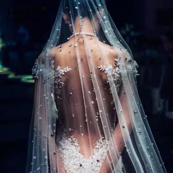 bridal veils sparkle cathedral long veil wedding accessories velo de novia luxury bling rhinestone peal beaded, Black
bridal veils sparkle cathedral long veil wedding accessories velo de novia luxury bling rhinestone peal beaded, Black
