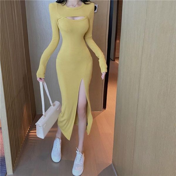 spring women's casual slim shirt black machine fit split hip tight long sleeve dress round neck dresses, Black;gray
spring women's casual slim shirt black machine fit split hip tight long sleeve dress round neck dresses, Black;gray