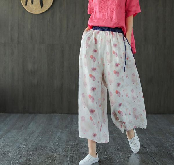 women's pants & capris women loose elastic waist polka dot ramie ladies wide leg trousers female 2021 summer calf length, Black;white
women's pants & capris women loose elastic waist polka dot ramie ladies wide leg trousers female 2021 summer calf length, Black;white