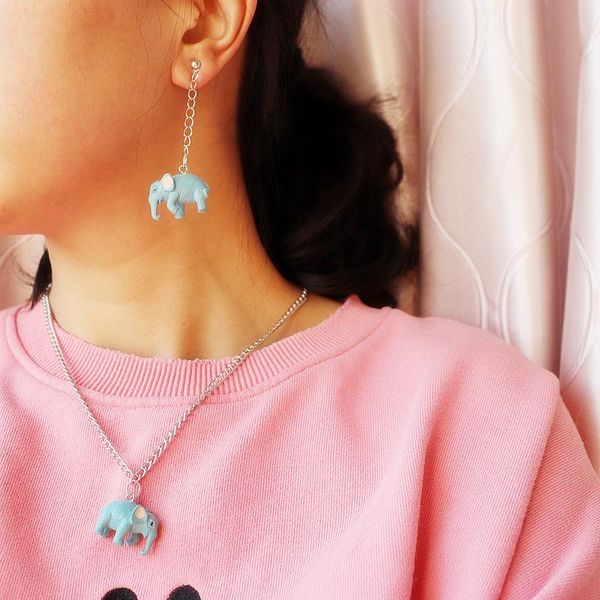 earrings & necklace fashion jewelry set cute three-dimensional elephant tassel drop and pendant for women kids accessories, Silver
earrings & necklace fashion jewelry set cute three-dimensional elephant tassel drop and pendant for women kids accessories, Silver